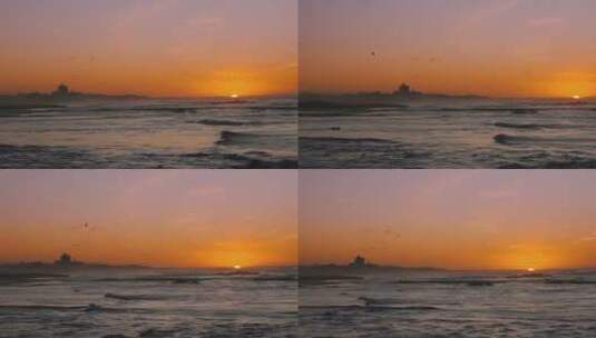 摩洛哥卡萨布兰卡海边日落3高清在线视频素材下载