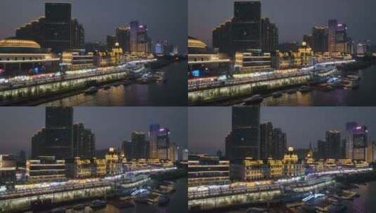 4K长沙渔人码头夜景航拍高清在线视频素材下载