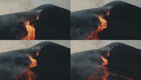 航拍冰岛活火山 岩浆涌动高清在线视频素材下载