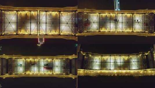 航拍天津解放桥夜景高清在线视频素材下载