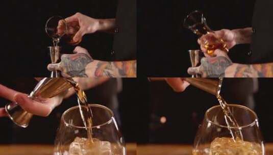 威士忌倒入冰杯高清在线视频素材下载