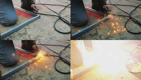 电焊工人正在作业焊条呲出亮光3高清在线视频素材下载
