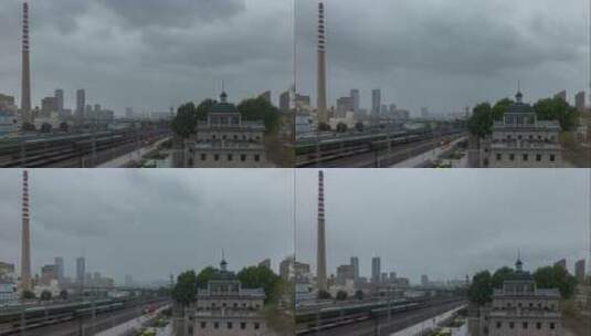 沈阳东站&沈海热电厂雨中高清在线视频素材下载