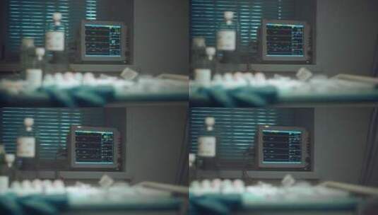 ICU病房心电图监测仪高清在线视频素材下载