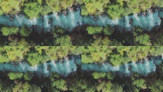 原始森林河流溪流航拍高清在线视频素材下载
