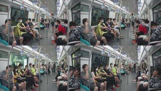 杭州地铁上的乘客高清在线视频素材下载