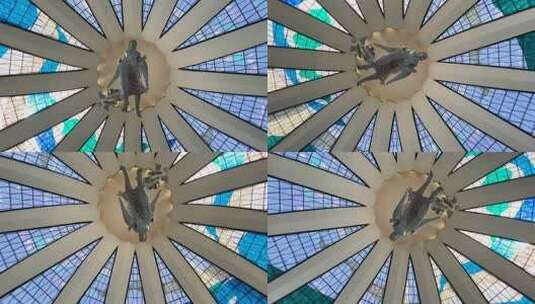 圆顶上天使雕像旋转俯视图高清在线视频素材下载