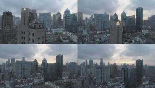 夕阳下的上海建筑群高清在线视频素材下载