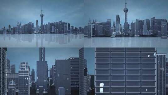 上海城市天际线三维动画高清在线视频素材下载