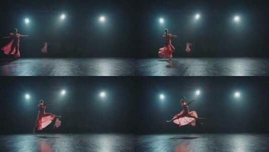 芭蕾女舞者在舞台上舞蹈高清在线视频素材下载