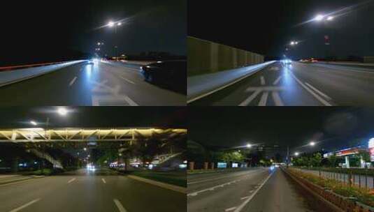 夜晚杭州市虎跑路车尾行车空镜高清在线视频素材下载
