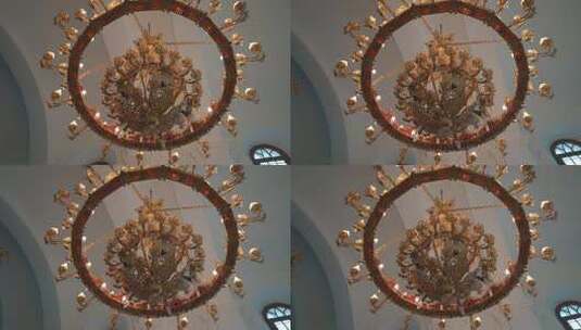 穹顶下的教堂吊灯高清在线视频素材下载