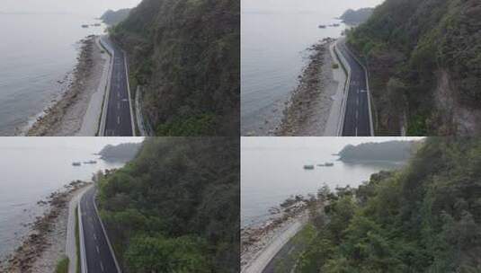 航拍海边公路高清在线视频素材下载