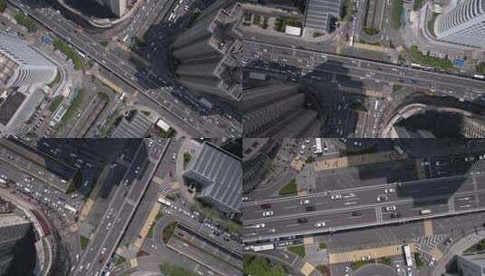 城市交通枢纽高架路口垂直升降航拍高清在线视频素材下载