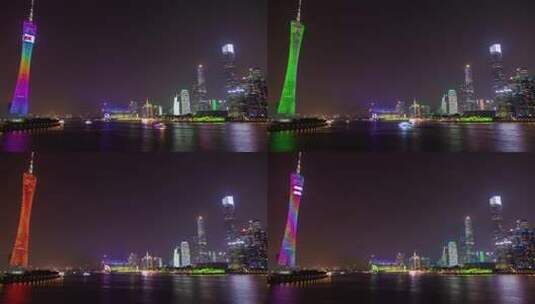 美丽的广州电视塔地标夜景高清在线视频素材下载