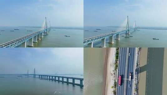 沪苏通长江公铁大桥合集高清在线视频素材下载