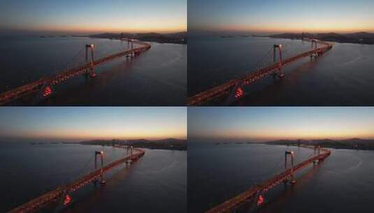 原创 大连星海湾跨海大桥海滨风光航拍高清在线视频素材下载