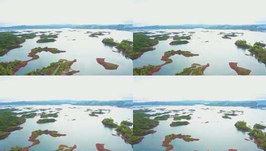 杭州千岛湖春天晨曦航拍高清在线视频素材下载