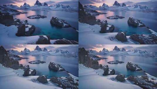 雪岩岛3d景观航拍缩小高清在线视频素材下载