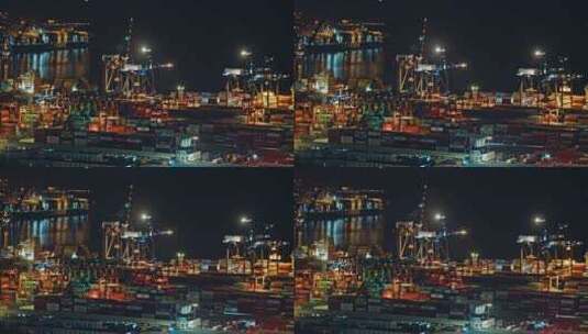 盐田港夜景港口货运码头贸易物流C0113高清在线视频素材下载