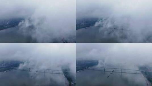 武汉地标航拍云雾高清在线视频素材下载