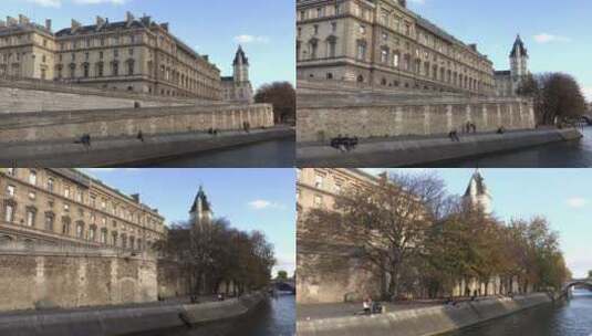 从塞纳河上看法国巴黎建筑群高清在线视频素材下载
