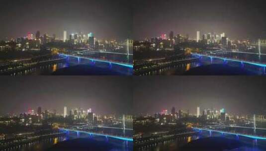 航拍重庆长江大桥夜景高清在线视频素材下载
