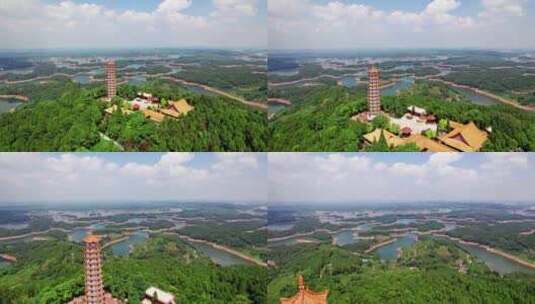 四川眉山市黑龙潭水库黑龙潭景区白昼航拍高清在线视频素材下载