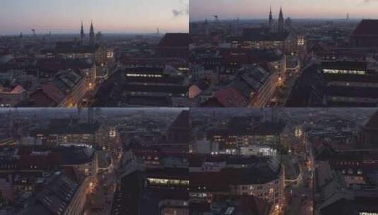 慕尼黑之夜，城市之光，购物街，黄昏高清在线视频素材下载