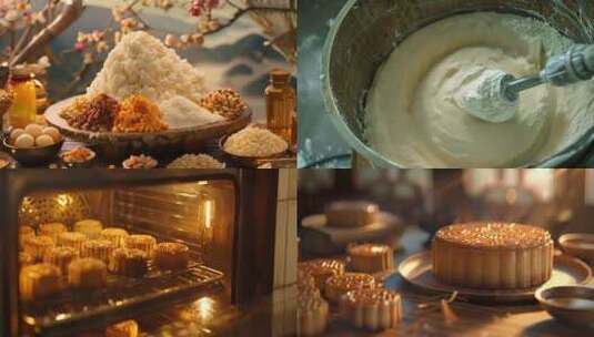 中秋节月饼制作过程高清在线视频素材下载