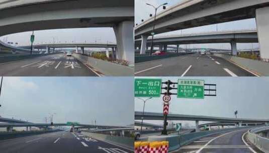 城市马路沿途风景开车第一视角道路公路素材高清在线视频素材下载