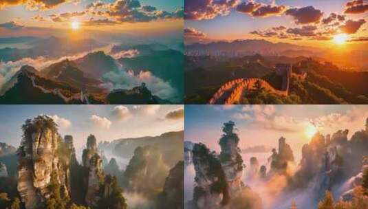 中国美丽祖国大好河山风景风光ai素材原创高清在线视频素材下载