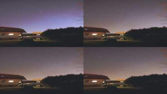 夜空与建筑物上的星星的时移高清在线视频素材下载