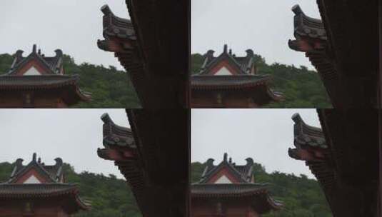 雨天屋檐下雨雨水惊蛰禅意古风清明大暑高清在线视频素材下载