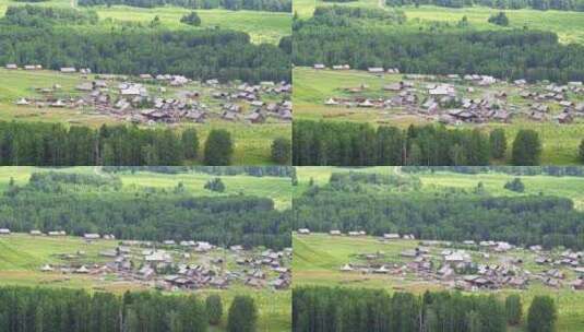 中国新疆北疆阿勒泰禾木村原始村庄夏天风景高清在线视频素材下载