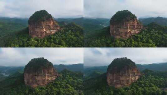 甘肃天水麦积山石窟日出航拍延时高清在线视频素材下载