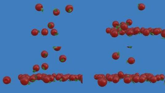 3d苹果落在蓝色背景的地板上高清在线视频素材下载