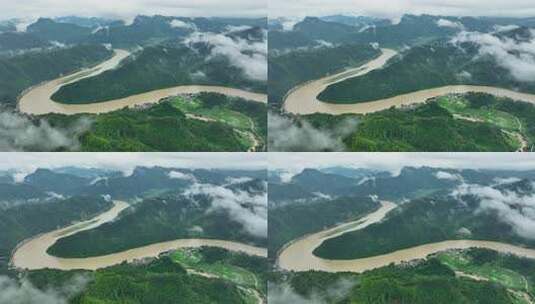 航拍祖国大好河山贵州山川森林河流自然风光高清在线视频素材下载