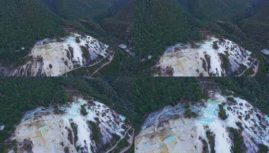 云南香格里拉白水台景区航拍景观高清在线视频素材下载