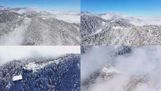 成都西岭雪山景区日月坪高空航拍合集高清在线视频素材下载