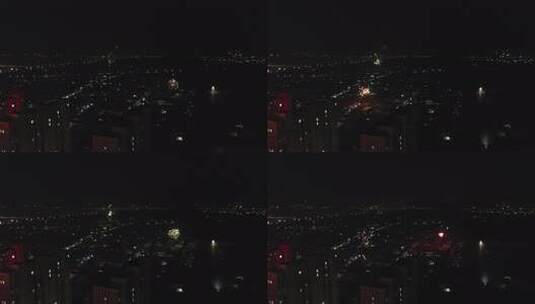 航拍 城市夜景 烟花 城市烟花 春节 夜晚高清在线视频素材下载