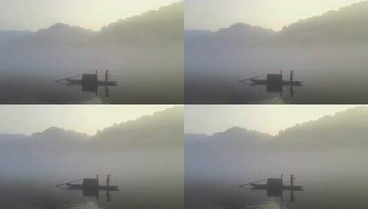 湖南郴州东江湖绝美画境山水日出日落孤船高清在线视频素材下载