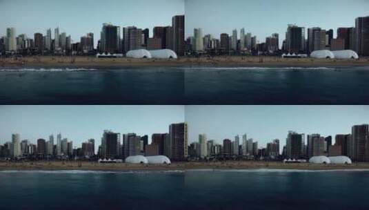 航拍海边的城市建筑高清在线视频素材下载