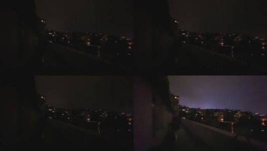 城市电闪雷鸣的夜晚高清在线视频素材下载