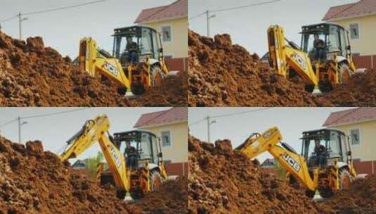 挖掘机在挖掘一个沟高清在线视频素材下载