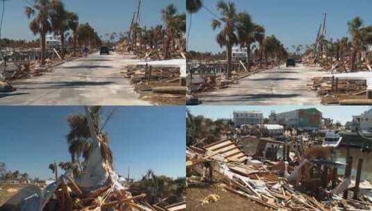 飓风被摧毁的港口高清在线视频素材下载