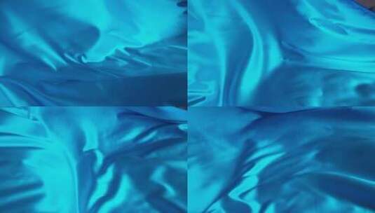 蓝色丝绸随风飘动高清在线视频素材下载