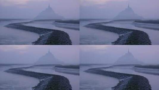 圣米歇尔山的薄雾高清在线视频素材下载