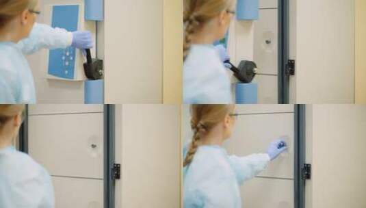 在实验室打开冷冻柜的科学家高清在线视频素材下载