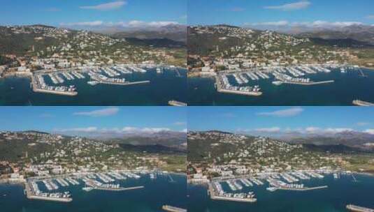 航拍港口城市全景景观高清在线视频素材下载
